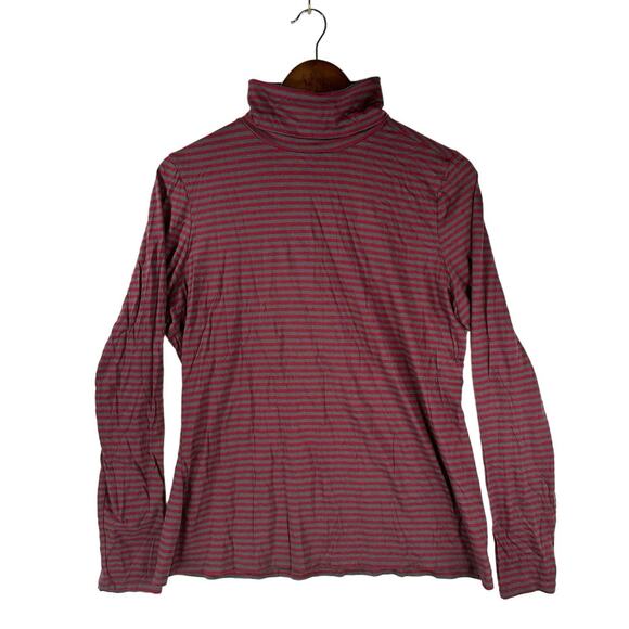 Pendleton Tops - Pendleton Turtleneck Pullover Midweight Cotton Modal Blend Striped Red Grey XL